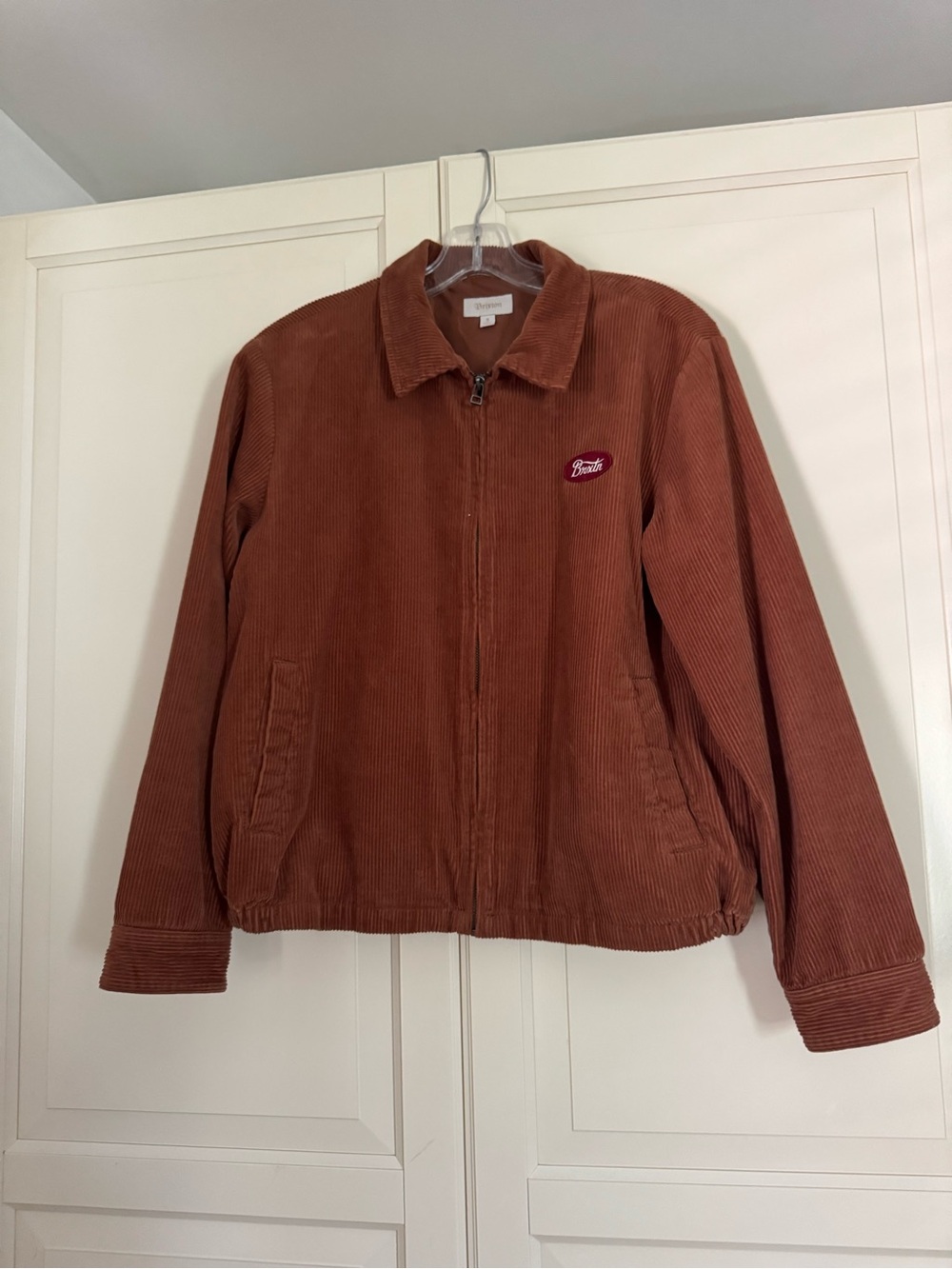 Brixton Corduroy Zip Jacket in Rust Brown